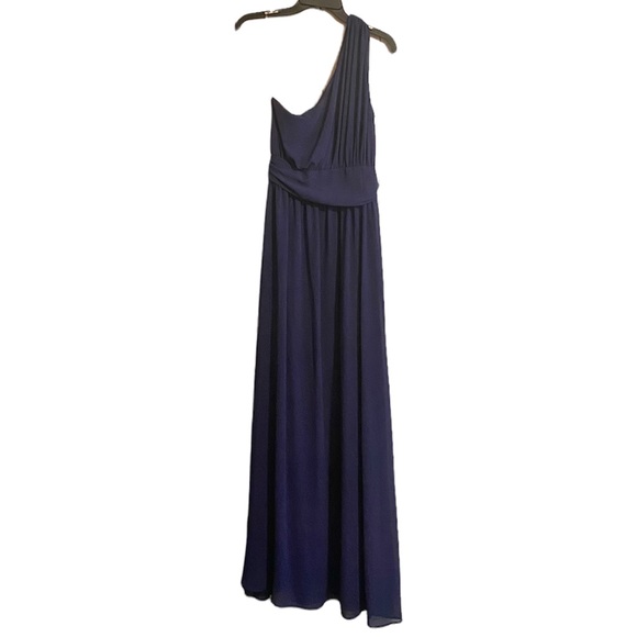 Lulus Looking Glass Women's Large One-Shoulder Maxi Dress Navy Blue - Picture 6 of 13